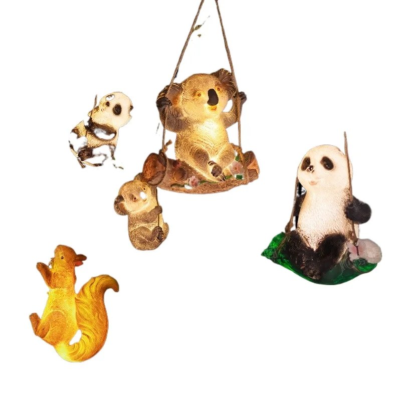 Simulation koala squirrel garden courtyard solar hanging tree lighting fixture