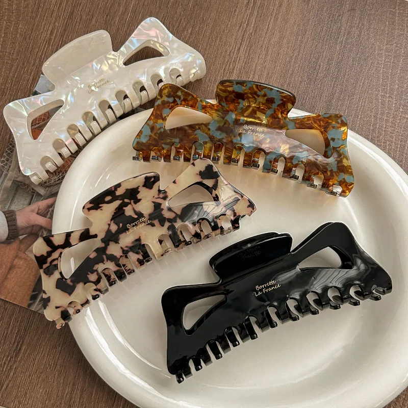 Neue Retro Korea Acetat-Haarspange Große Krabben-Haarklammern Haifischklammer Schleifen-Haarspange Modische Haaraccessoires für Frauen und Mädchen – Detail 2