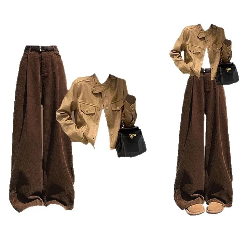 

Женский комплект Maillard, весенне-осенний новый корейский выпуск, модная куртка, пальто, повседневные брюки, комплект из двух предметов