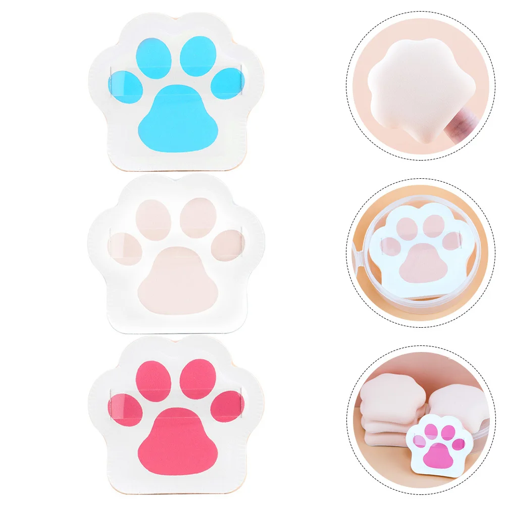 3 uds cojín de maquillaje en polvo garra de gato base almohadillas de maquillaje aplicador de mezcla suministros cosméticos en polvo