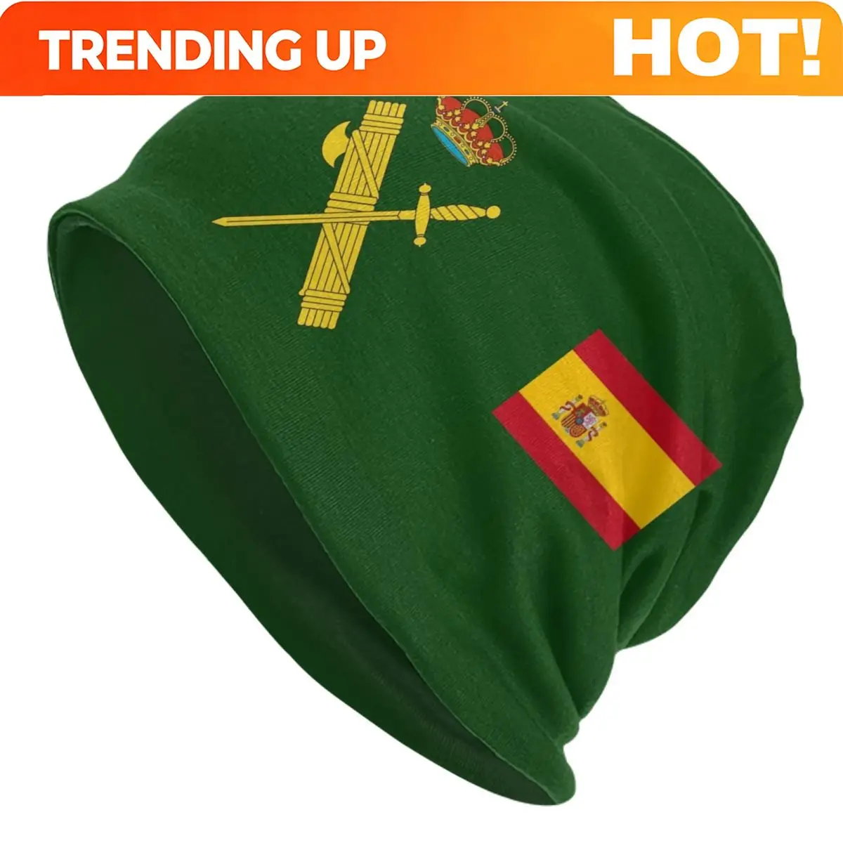 Customization Flag Of Spain Plus Emblem Civil Guard Skullies Beanies Hat Spanish Vintage Unisex Street Caps Warm Multifunction