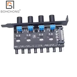4 Switches 8Ports 3Pin 4Pin PWM Fan Speed Control Controller Hub With Sata IDE Molex Power Supply 12V Laptop PC PCI