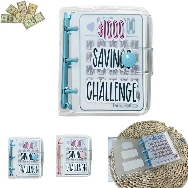 Mini Money Savings Challenge Binder Saving Binder PVC Cash Envelopes Money Budget Binder Savings Challenges Book 3 Hole Housing
