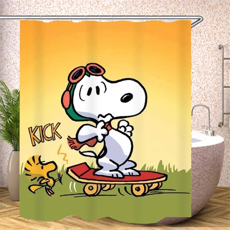 Snoopy shower curtain bathroom dedicated waterproof splash-proof anti-corrosion toilet bathroom full set of luxury suit