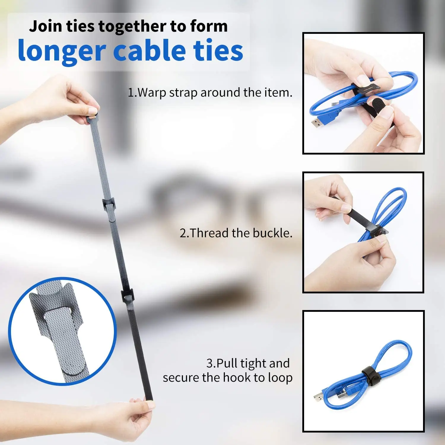 100-10PCS Nylon Kabelbinder 15CM Organizer Draht Wickler Haken Schleife Strap auf Ladekabel Kopfhörer Maus kabel Büro Management – Detail 6