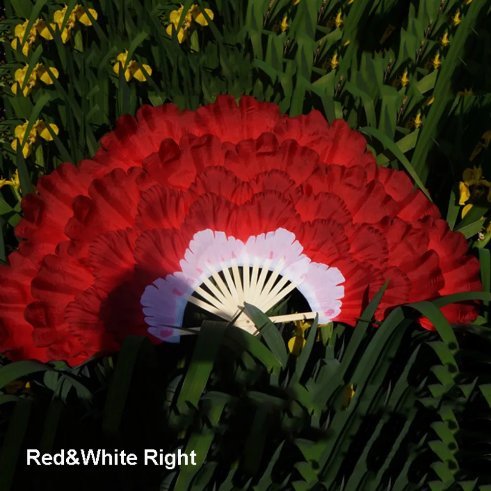 

Новый полускладной танцевальный веер 90 см, 5 слоев, двухсторонний ручной веер с лепестками пиона для детей и взрослых, 10 стилей, реквизит для клубных выступлений