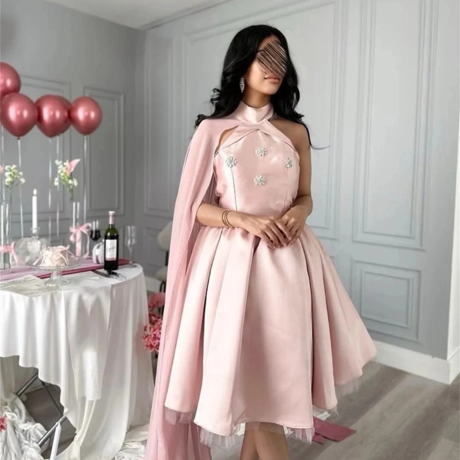 

Розовое длинное платье с лямкой на шее и бисером на заказ Вечерние платья для выпускного вечера Пастерли унисекс Джерси Ретро Дубай Саудовская Аравия по индивидуальному заказу