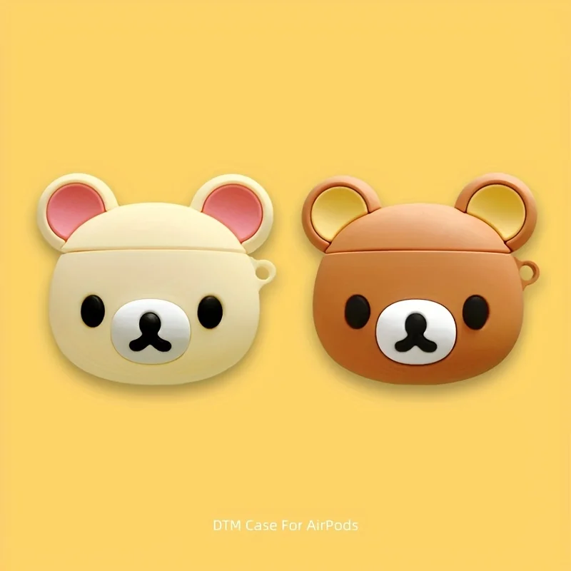 Elegante Cover in Silicone 3D Cartoon Bear per AirPods 1, 2 e Pro-migliora la protezione e la presa con un accessorio unico e Chic