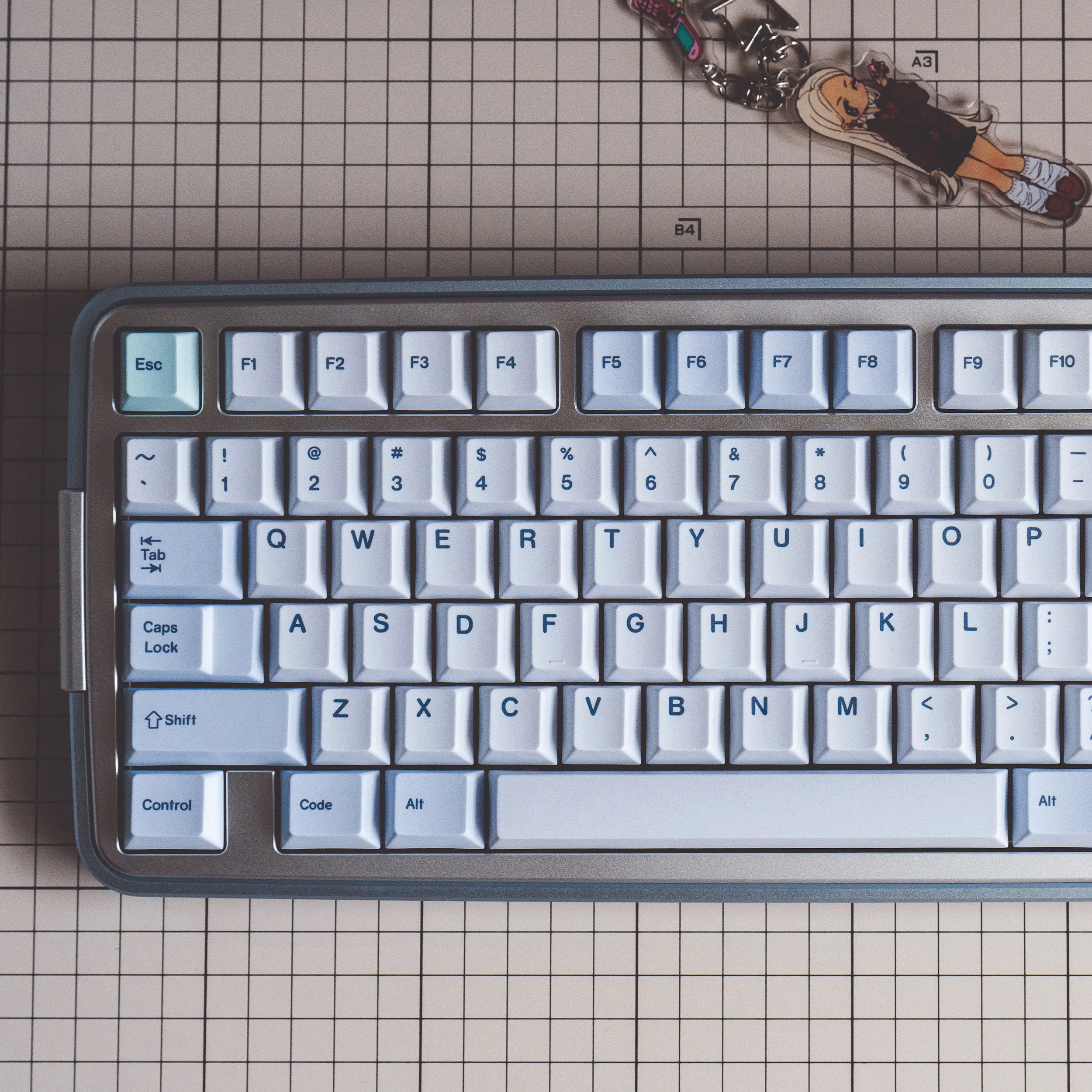 Starlight Anodized Ice Blue PBT Keycaps Cherry Profile Dye-Sublimation Custom Keycap Set for MX Mechanical Keyboards