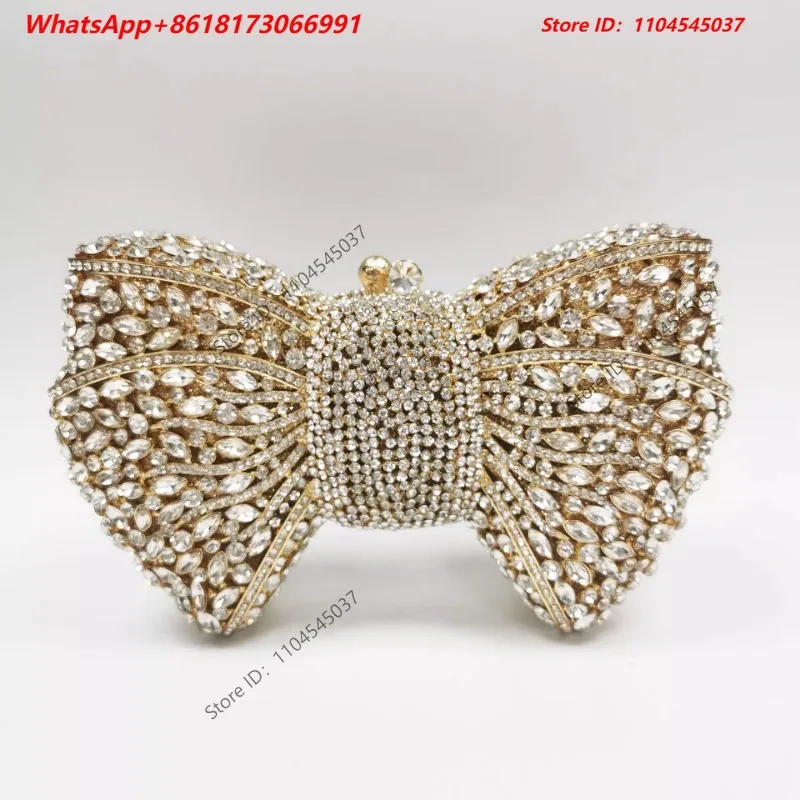 Luxury Crystal Full Diamond Bow Chain Shoulder Evening Package Chain