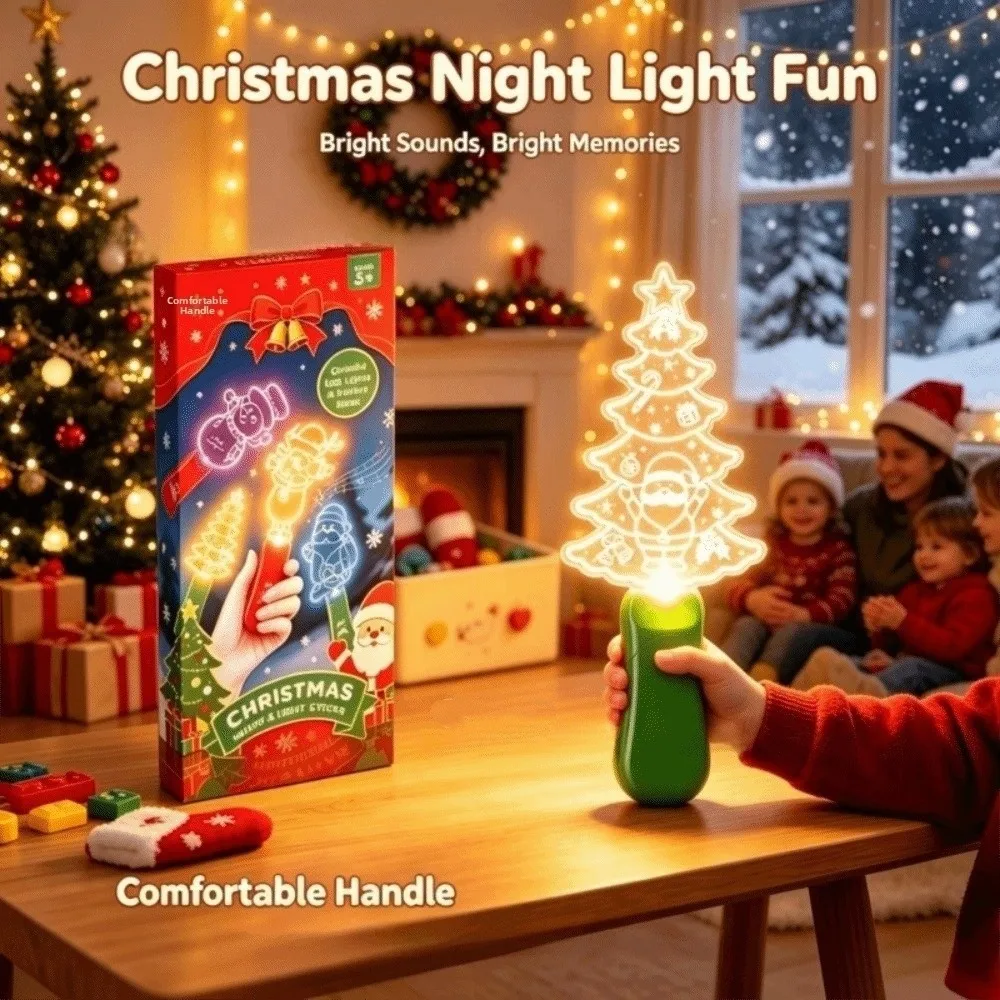 Halloween Lamp LED Glow Sticks with Sound Snowman Elk Colorful Mini Handheld Night Lights Santa Claus Christmas Wands