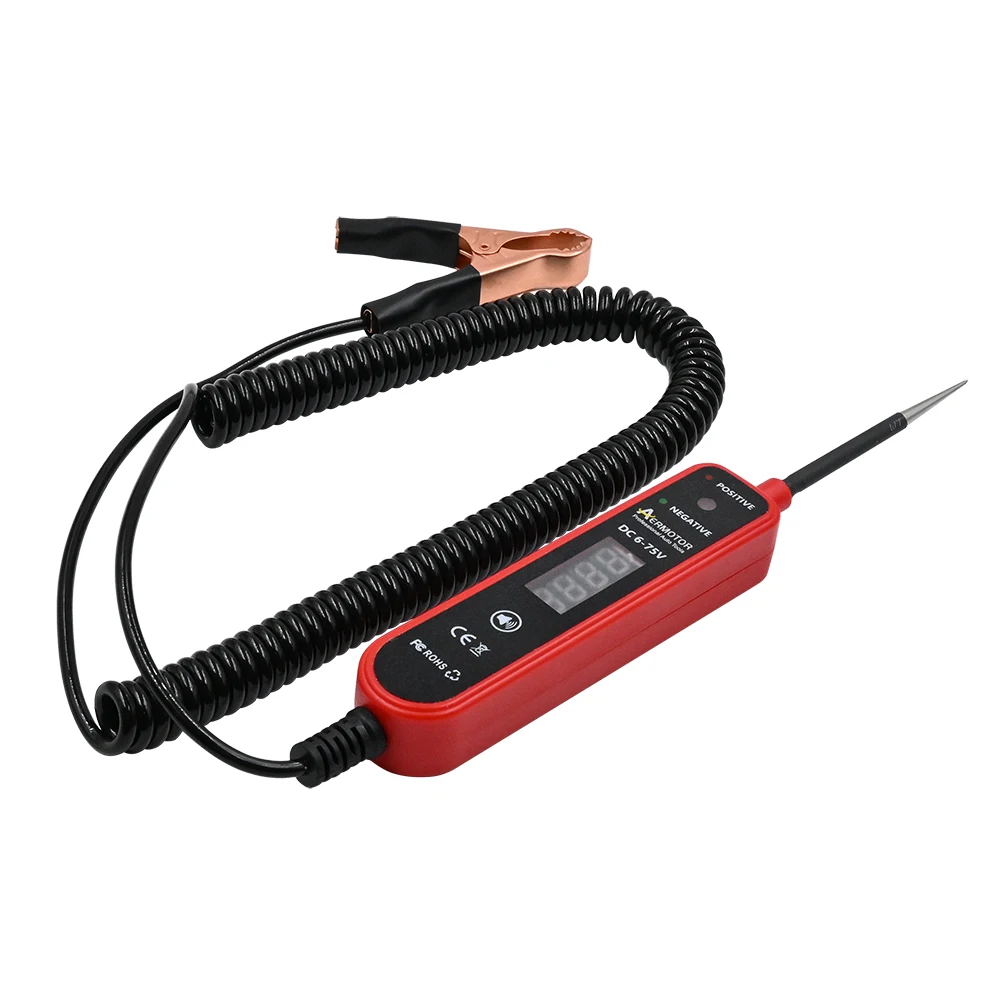 Aermotor Car Test Light with DC 6-75V LED Digital Voltage Display Electric Test Pen EM289 Car Short Circuit Diagnostic Tool