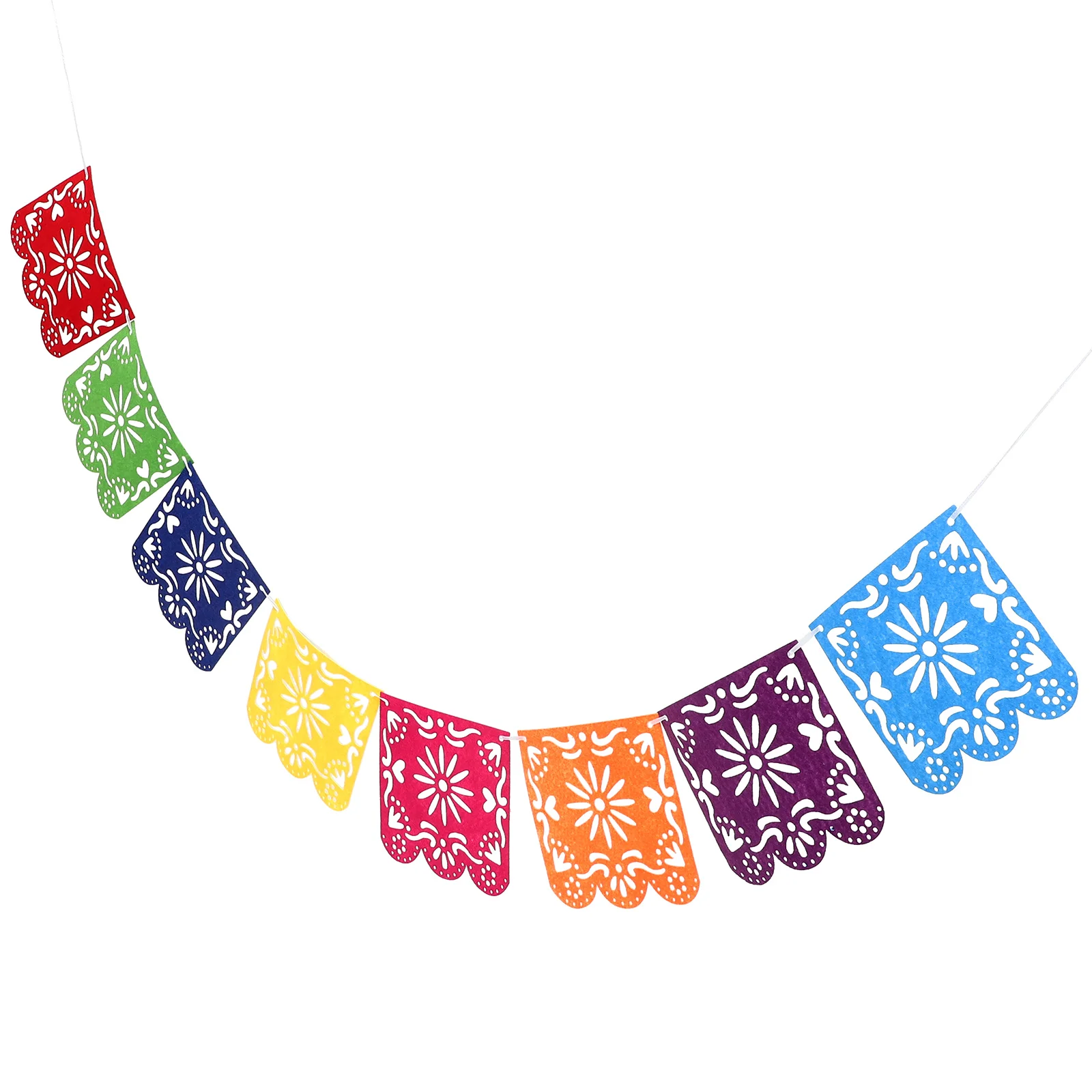 Day of the Dead Decoration Hollowed-out Square Garland Plastic Bunting Banners Multicolor Mexican Banner - Ms01