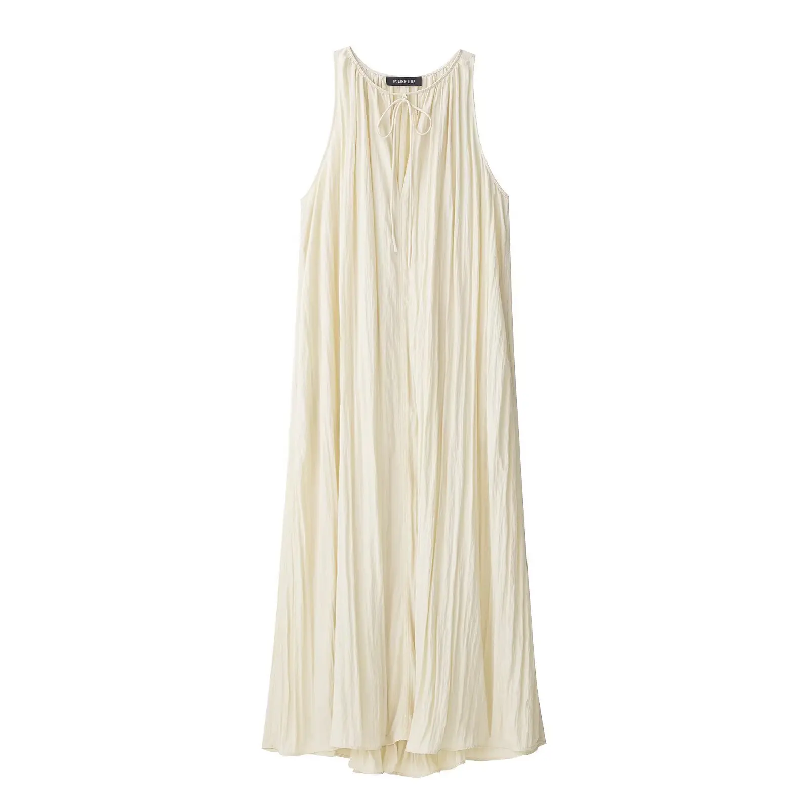 

New Fashion Summer Women's Long Dress Solid V-Neck Sleeveless Bow Lace-Up Decoration Female Casual Loose Dresses
