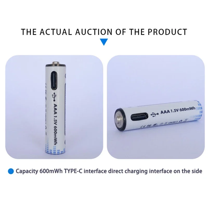 PURFIELD USB Li-ion AAA AA Rechargeable Battery Aaa 1.5V 600mWh 2500mWh Lithium Batteries with USB Cable for remote Toys Camera