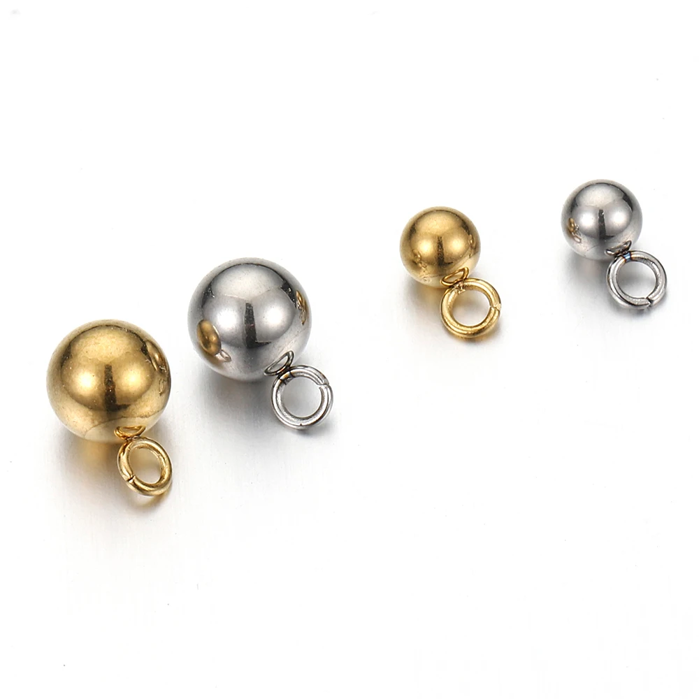 20-40pcs Stainless Steel Ball Charms Solid Ball Round Bead Pendants for Jewelry Making DIY Necklace Bracelet Earrings Findings