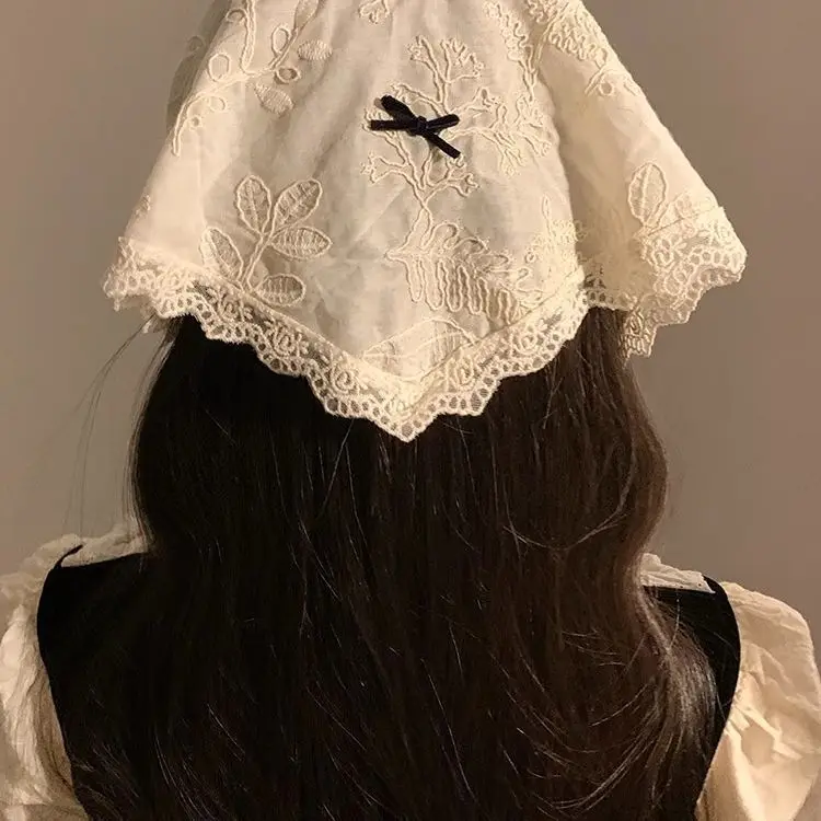 Retro ลูกไม้ผ้าพันคอ Seaside Headbands ผมผ้าพันคอโบฮีเมียสามเหลี่ยม Headscarf ผมสําหรับหญิงสาวแฟชั่น Party Kerchief