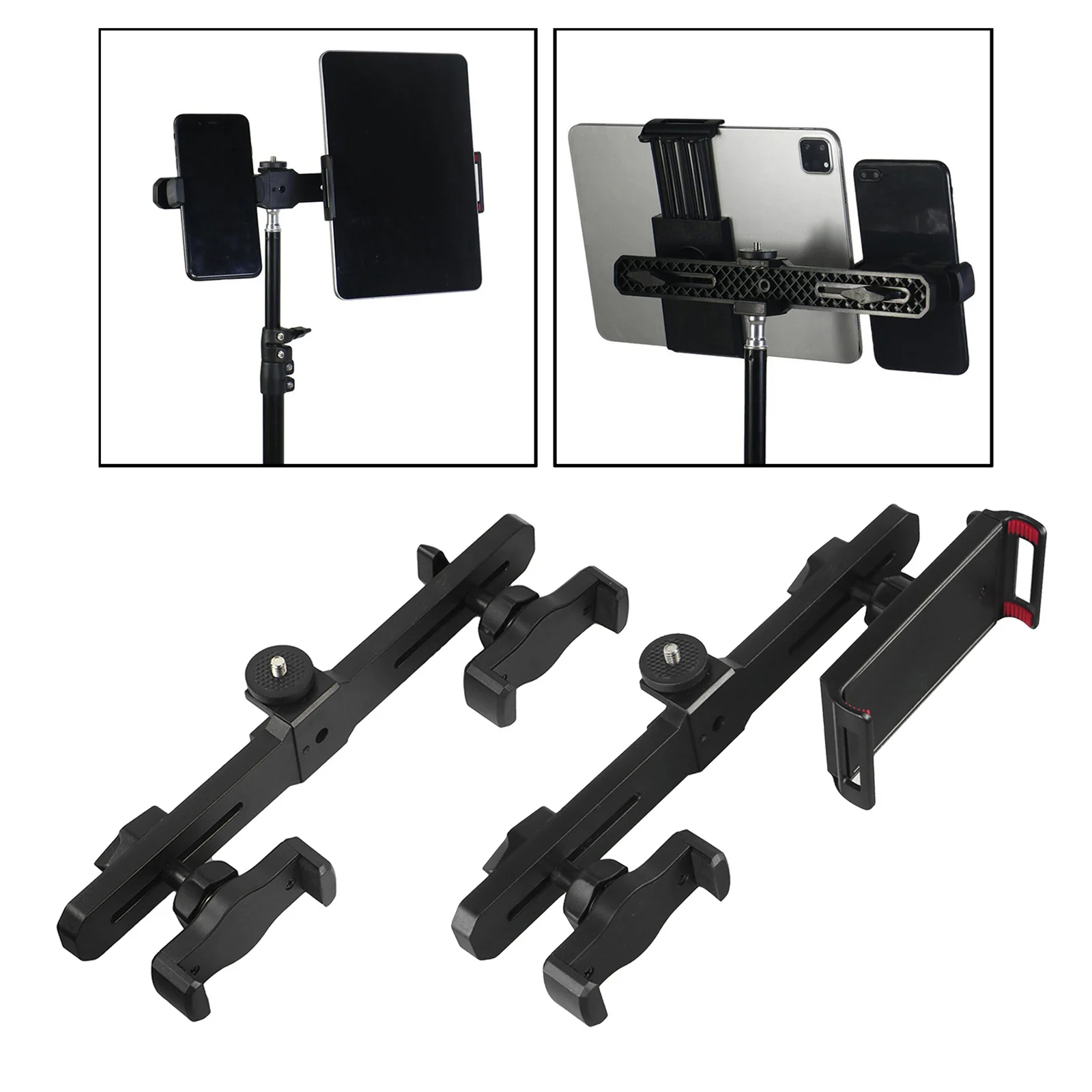 Universal Mobile Phone Bracket Dual Adjustable Crossbar Clip for Livie Stream Video Recording Multifunctional Tripod Accessories