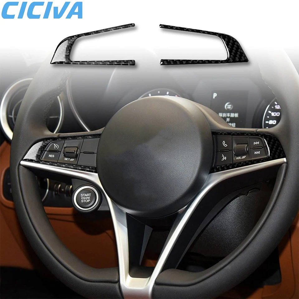 

For Alfa Romeo-Giulia 2017-2019 Soft Carbon Fiber Car Driving wheel button Car Interior Decoration Retrofit Accessories Sticker