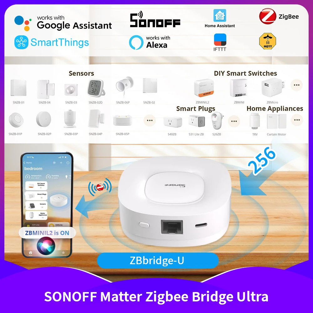 

Sonoff ZBbridge-U Zigbee Bridge Ultra Max 256 Sonoff Zigbee Поддержка устройства Alexa Google Smartthings Siri Apple Домашнее значение
