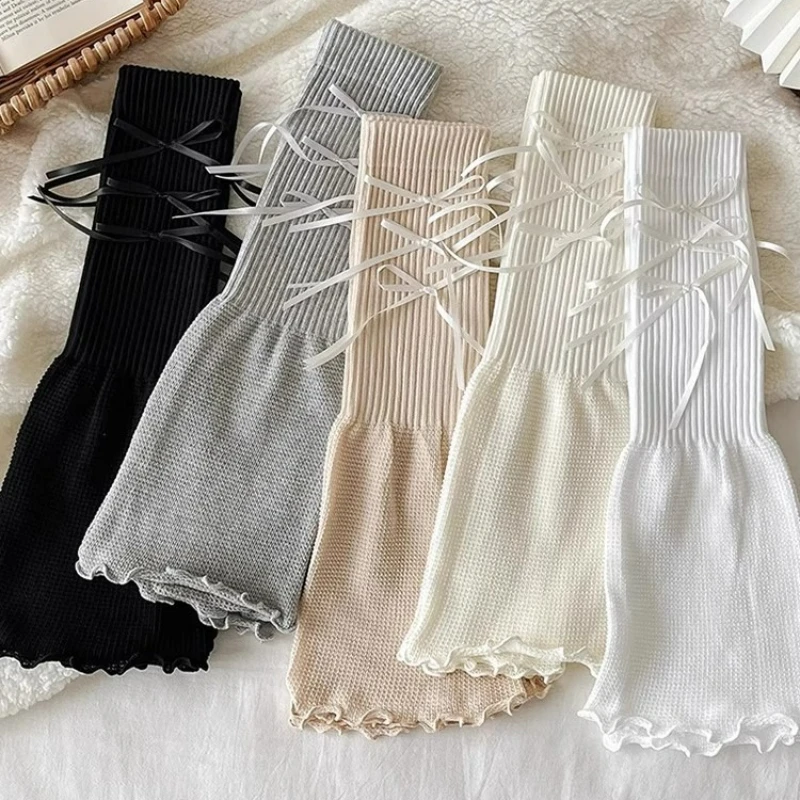 

Осенне-зимние милые кружевные носки с бантом Y2K, термоукладные носки до щиколотки с бантом для женщин и девочек, милые многослойные теплые носки в стиле Лолиты