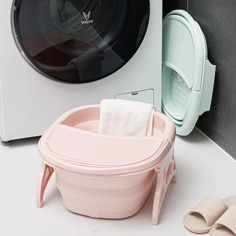 Collapsible Footbath Plain Foaming Massage Bucket Foot Soaking Bucket  Folding Basin Sauna Spa Footbath Basin with Lid Bathtub - view 4