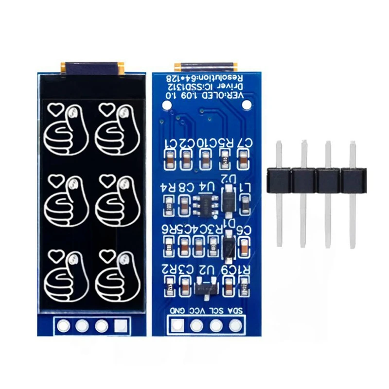 Super Sale 1.09inch OLED Display Screen SSD1312 64x128 Resolution Monochrome Display SPI High-Resolution Display