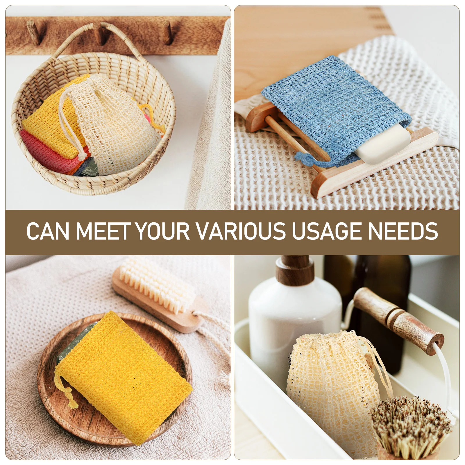 

10Pcs Cotton Linen Soap Bag Exfoliating Shower Saver Pouches for Bar Soap Lather Foaming and Drying Bathroom Accessories