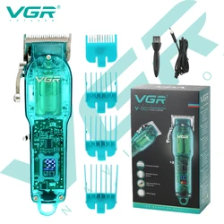 VGR 660 Hair Clipper Transparent Hair Cutting Machine Cordless Hair Trimmer Electric Barber Digital Display Clipper for Men