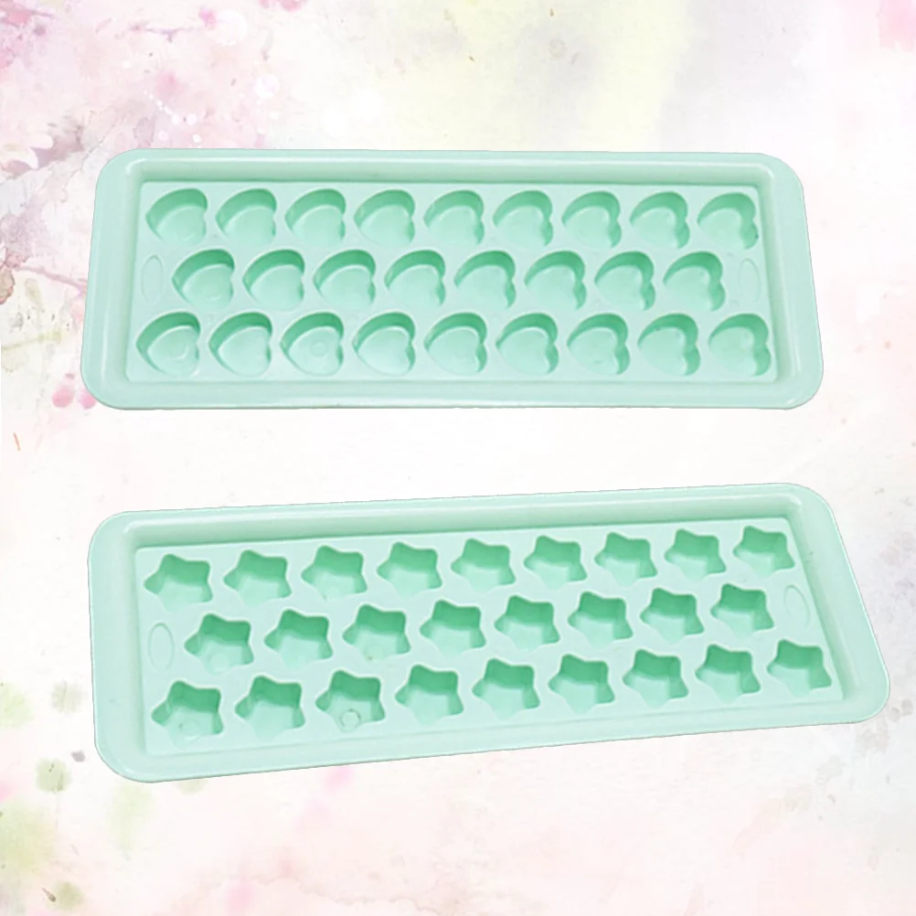 2pcs 26 Grids Ice Mold Ice Box Ice Maker Creative DIY Ice Cream Making Mold with Cover for Home Shop Kitchen Bar (Heart/Star Sha