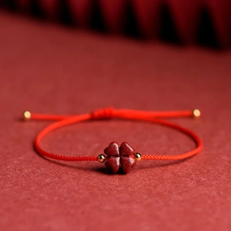 Red Rope Bracelet Women's Male Thin Bracelet Natal Year Hand-woven DIY Lucky Flower Anklet Anklet