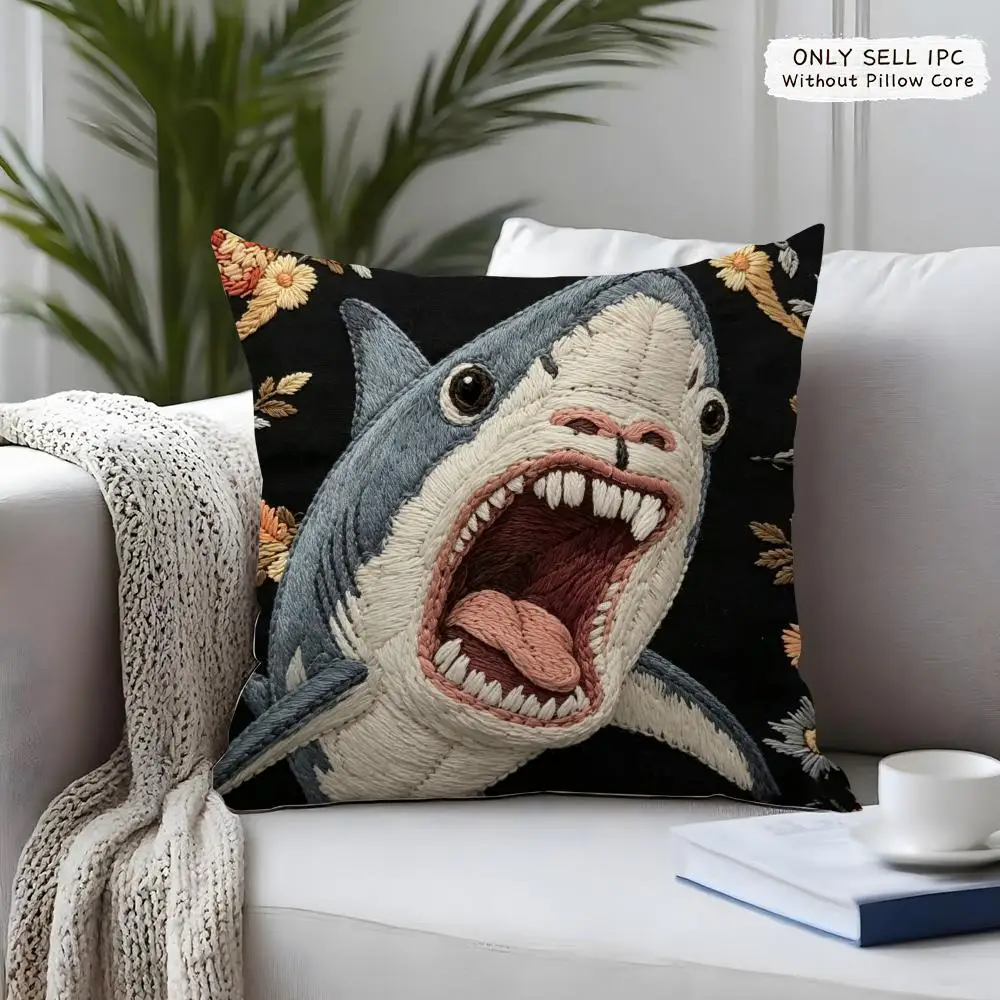 2D Scream Funny Animals Kissenbezug, kurzer Plüsch, doppelseitiger Druck, quadratische Kissenbezüge, Sofa-Kissen, Heimkissen-Dekoration – Detail 13