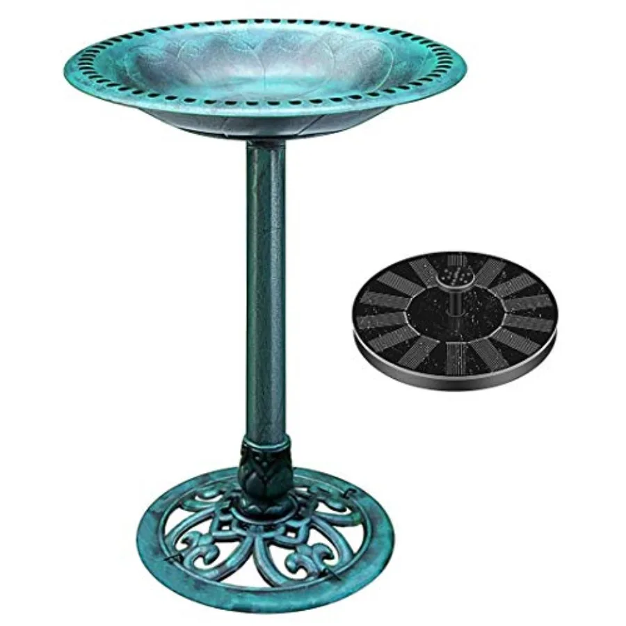 

Bird Bath with Solar Fountain for Outside Polyresin Pedestal Bird Baths with Solar Powered Pump for Outdoor Garden Weather-Resi