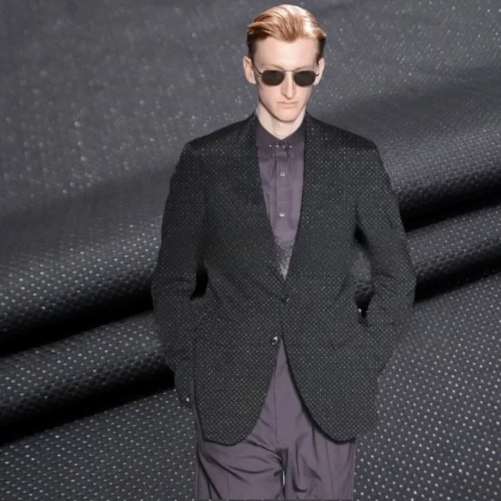 

Metal Wire Brocade Jacquard Fabric Embossed Check Yarn-dyed Blazer Dress Clothing Brand Fashion Design Sewing Wholesale Cloth