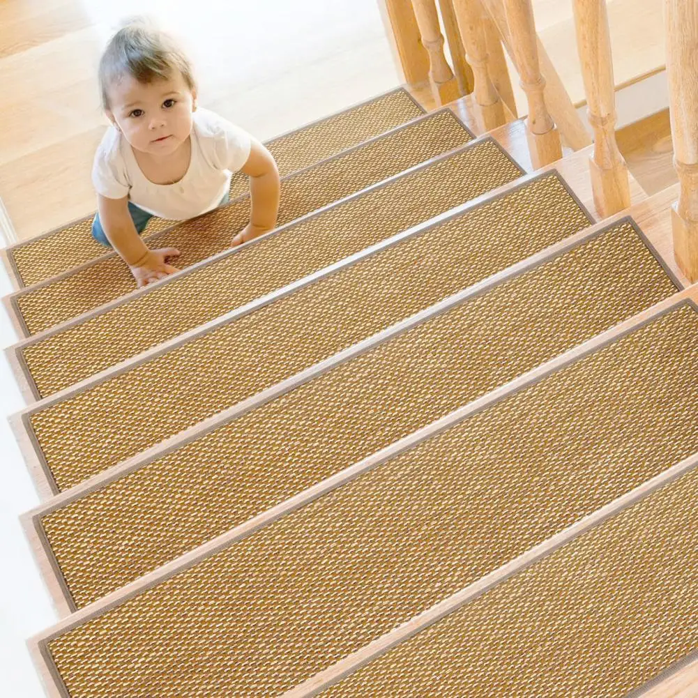 Washable Stair Carpet Stair Mat for Wood Stairs 5 Pcs Stair Mats Non-slip Self-adhesive Rugs Strong Adhesion Floor for Home