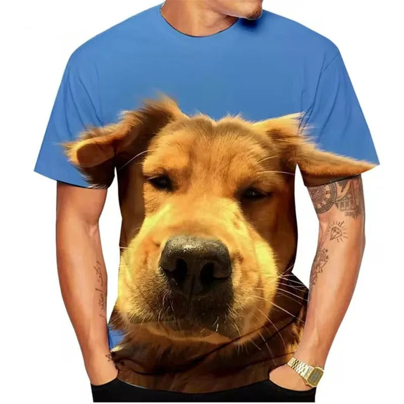 Estate 3D Stampa T-shirt Estate Uomo Donna Golden Retriever Manica corta Animale Oversize Harajuku Dog Tees Top Abbigliamento per bambini