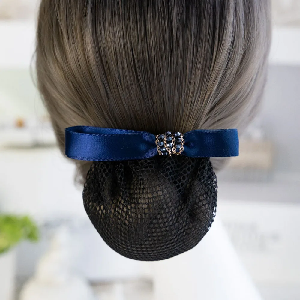 

Hair Net Bun Cover Bow Barrettes Clip Snood Hairnet Satin Bowknot Decor For Women Nurse Office Dance Mesh Headwear Best Gift