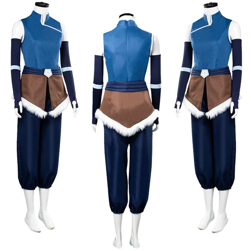 

Korra Cosplay Anime Cartoon Avatar Last Cosplay Airbender Roleplay Costume Women Armguard Full Set Adult Female Halloween Suits