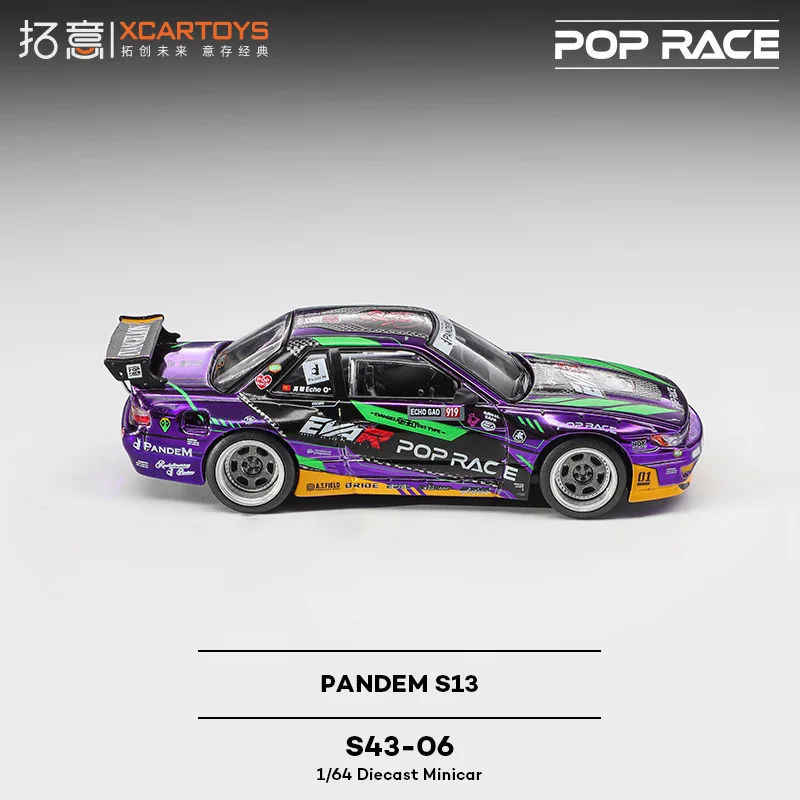 

POP RACE 1/64 S43-06 1087X Pandem S13 EVA RT Test TYPE-01 Alloy Diecast Car Model Collect Ornaments Gift Toys