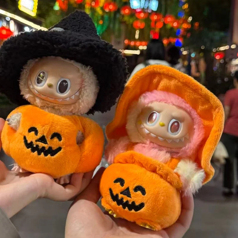 Pumpkin Clothes Halloween 15 17cm For Labubu Doll Pumpkin Multiple series Fluffy Clothing Overalls With Hat Clothing Accessories