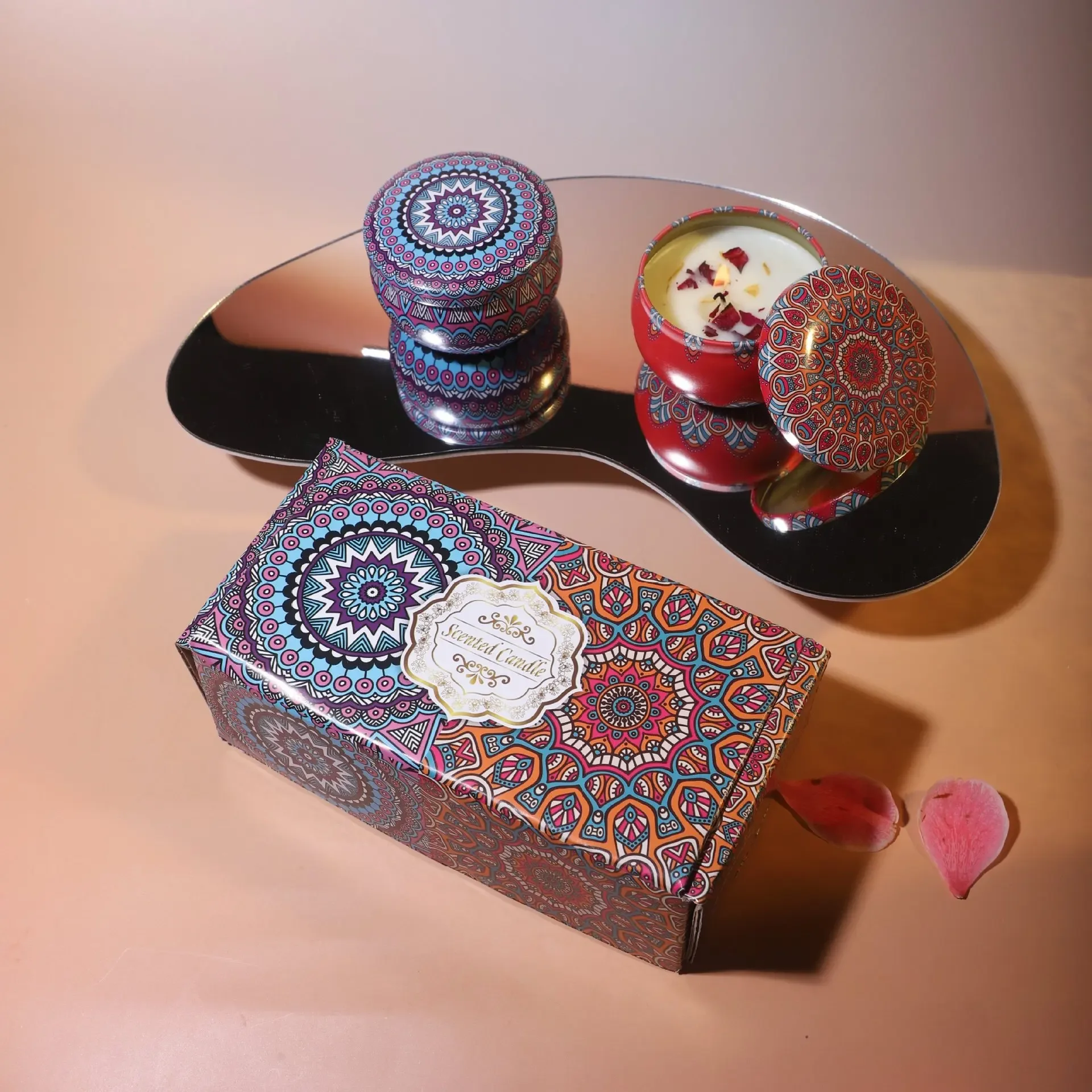 2-Pack Floral Scented Candle Gift Box Soy Wax Candles Dried Flowers Aromatherapy Home Fragrance Wholesale Bulk Wedding Souvenirs