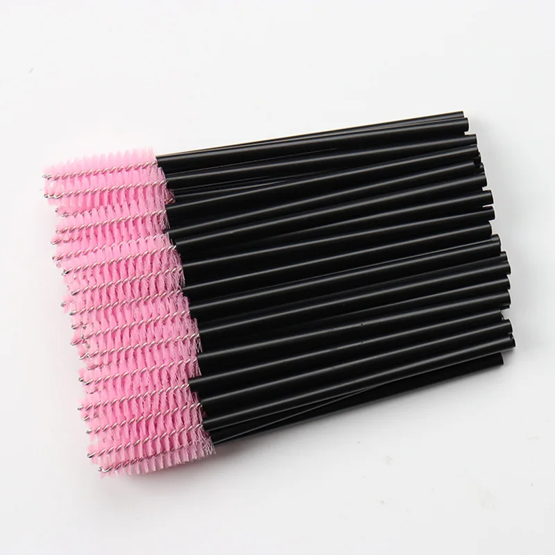 50 Uds. Pinceles de maquillaje, cepillo desechable de cristal para cejas, mango de diamante, aplicador de varita para rímel, herramientas de extensión de pestañas