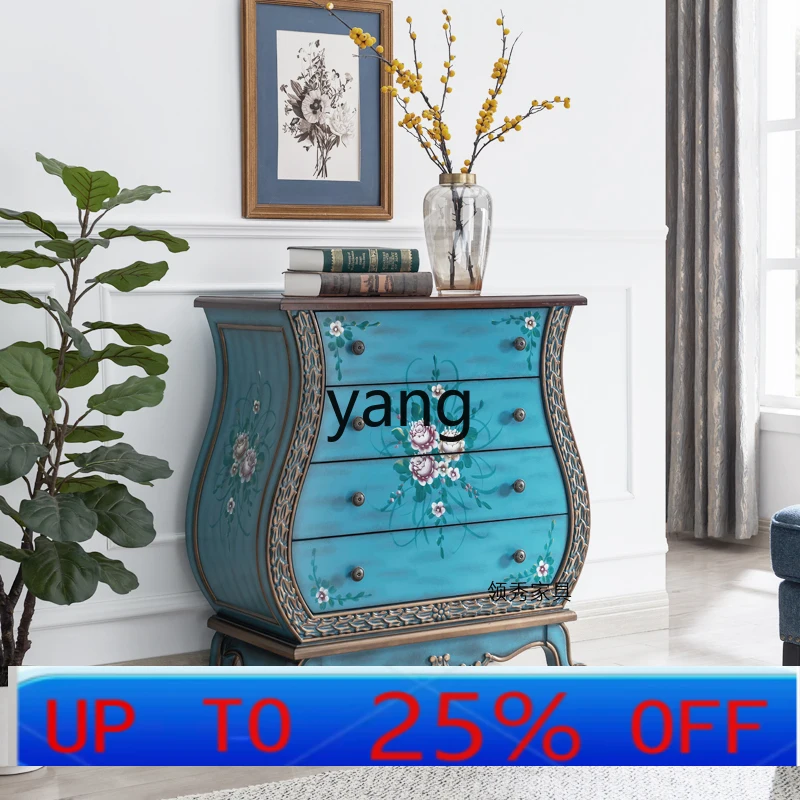 

LH solid wood chest retro old painted bedroom decorative drawer storage vase cabinet