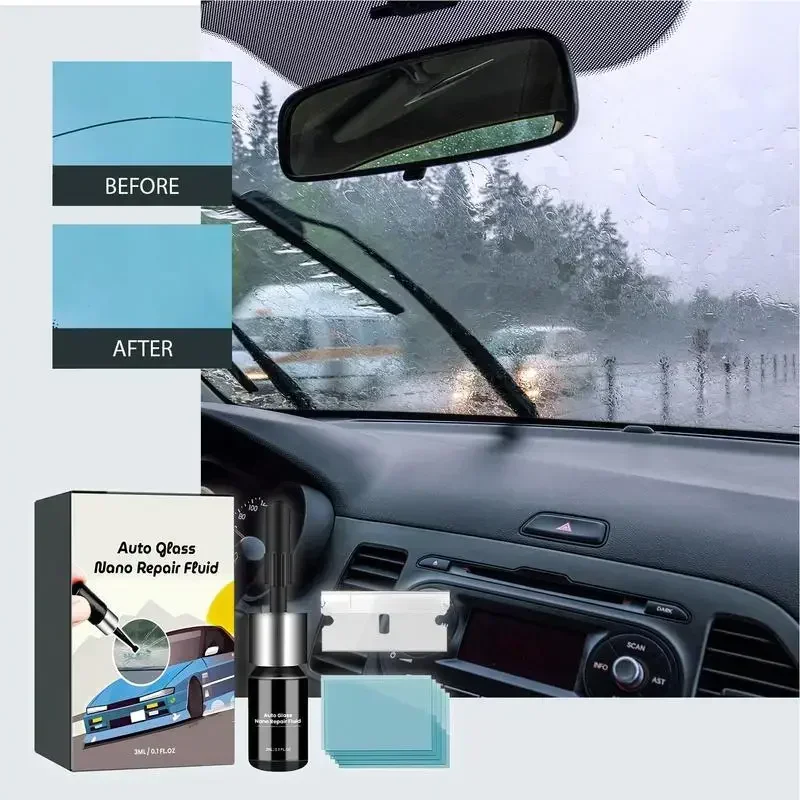 

Glass Nano Repair Fluid Cracked Glass Repair Kit Fixing Chips Cracks Star-Shaped Crack Nano Fluid Filler for Cars Wind Shield