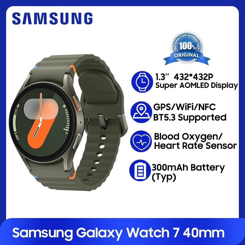 Samsung Galaxy Watch 7 40 мм NFC Smartwatch 1,3-дюймовый дисплей Super AMOLED WiFi GPS Часы Аккумулятор 300 мАч с Galaxy AI для S24 Plus