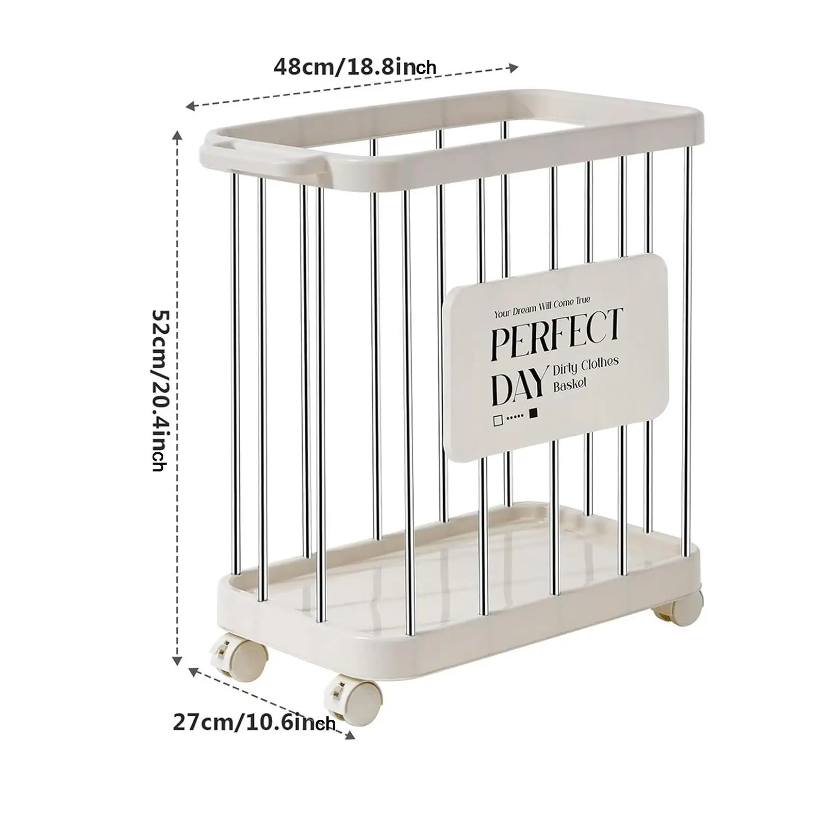 Easy Move Laundry Hamper with Wheels Storage Basket for Bedroom Bathroom Closet Organization