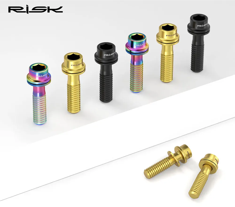 RISIKO 6PCS M5x16mm/M5x18mm Fahrrad Vorbau Schrauben Bolzen Titan Legierung MTB Lenkschaft Lenker Ultraleicht Vorbau Befestigungs Schrauben – Detail 10