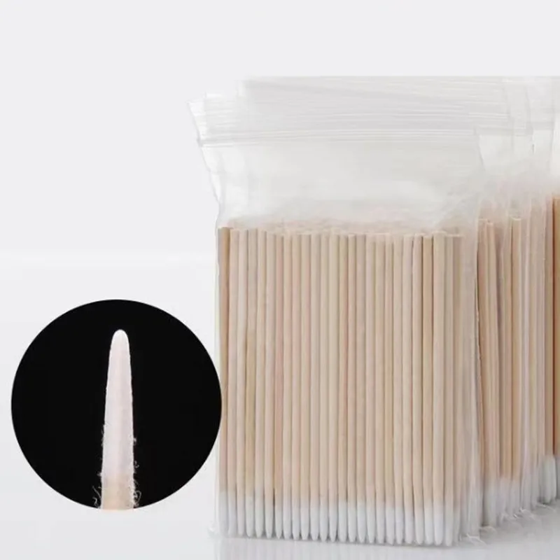 1000 pcs Wood Cotton Swab Eyelash Extension Tools Medical Ear Care Cleaning Wood Sticks Cosmetic Cotton Swab Cotton Buds Tip