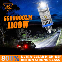 1100W H4 Canbus Car Headlight Mini Lens H4/9003/HB2 LED Projector Bulb 5500000LM 6500K Hi/Low Beam Auto Motorcycle Mini Lens 12V