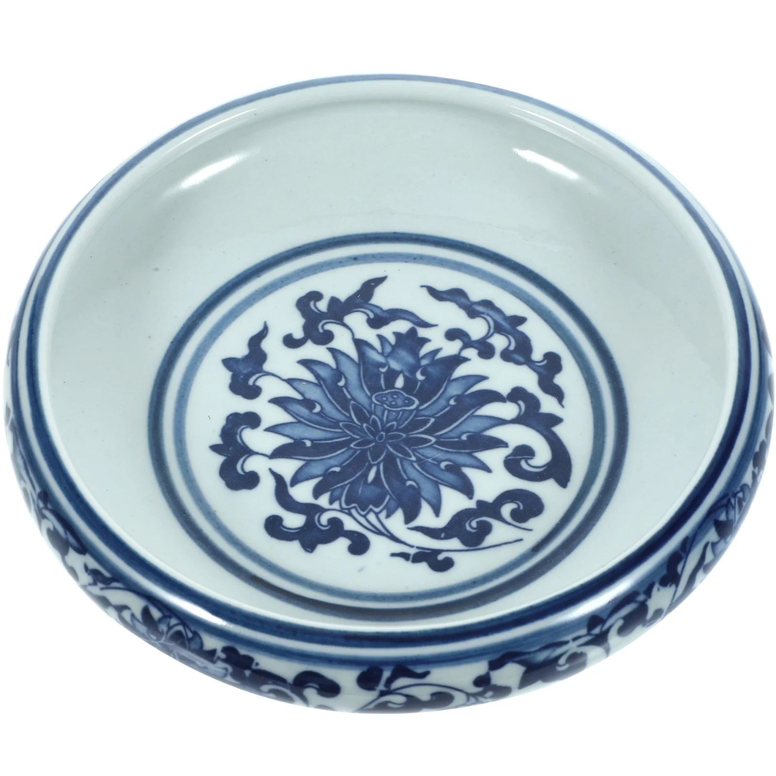 Керамическая шайба для кистей с чернилами, сине-белый фарфоровый очиститель для ручек, щетка для традиционной каллиграфии, лоток для мытья, аксессуары для домашнего письма